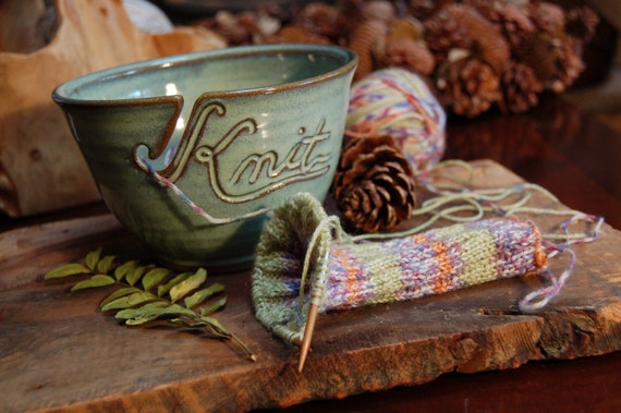 Knit Yarn Bowl Green (As Featured in Vogue Knitting) Handmade Pottery – The  Mud Place