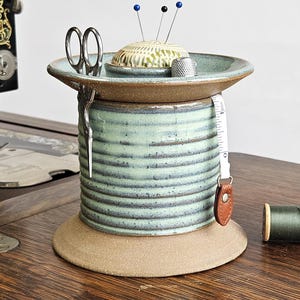 Ceramic Sewing Caddy - Gift for Sewist - Beginner Sewing Organizer - Handmade Pincushion Station from Pottery Studio