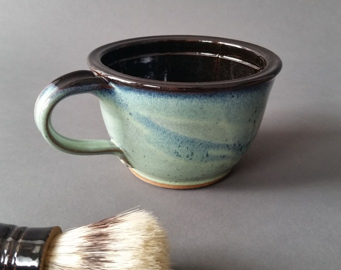 Large Wet Shaving Mug Bowl With Lather Ridges in Midnight Rain Etsy
