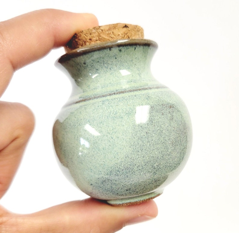 Miniature Mommy Pot Vase Dandelion Flower Pottery Keepsake Baby Shower Gift for New Mother To Be Green Vase w stopper