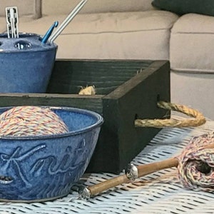 Yarn Bowl Knit in Cobalt Blue As Featured in Vogue Knitting Large Size Fits Whole Skein image 4