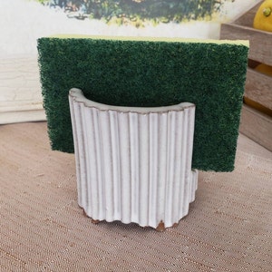 Sponge Holder Handmade Ceramic Pottery Stripes White Glaze