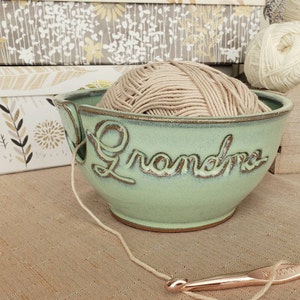 Personalized Custom Script Name Yarn Bowl Customized Ceramic Pottery Holder Knit Gifts for Nana MADE TO ORDER image 2