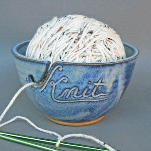 Yarn Bowl Knit in Cobalt Blue As Featured in Vogue Knitting Large Size Fits Whole Skein image 6