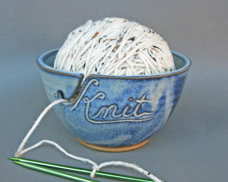 Yarn Bowl Knit in Cobalt Blue As Featured in Vogue Knitting Large Size Fits Whole Skein image 6