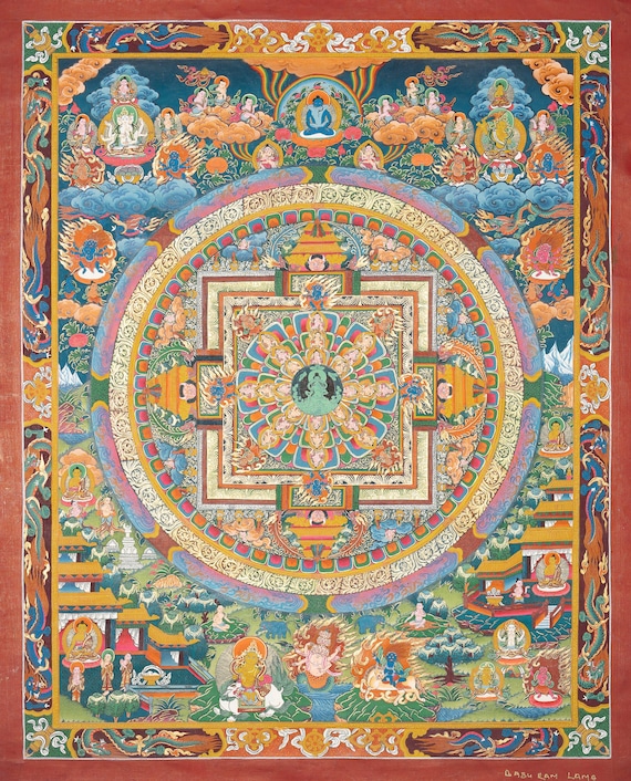 宇宙曼荼羅 - 手作りの普遍的なタンカ絵画 - Etsy 日本