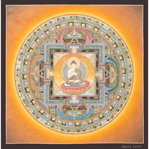 Handmade Shakyamuni Buddha Mandala | Tibetan Thangka Representing Wisdom & Liberation | Sacred Art | From the Land of Himalayas-A86985