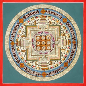 Handmade Mantra Mandala Thangka Painting: Himalayan Spiritual Art