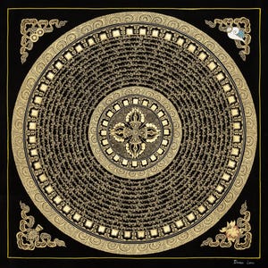 Handmade Mantra Mandala Thangka: Sacred Himalayan Art for Meditation (34x34 cm