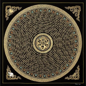 Handmade Mantra Mandala Thangka: Tibetan Buddhist Art for Meditation