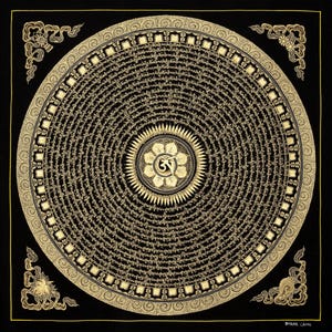 Handmade Mantra Mandala Thangka: Tibetan Buddhist Meditation Art