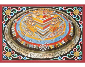 3D Kalachakra Mandala Thangka: Heilige tibetische Kunst, handgemalt