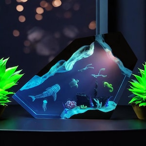 Whale Resin Lamp, Shark  Resin Lamp, Resin Art, Resin, Lamp, Desk Lamp, Bedside Lamp, Home Decor, Gifts , Gift For Him, Birthday Gift