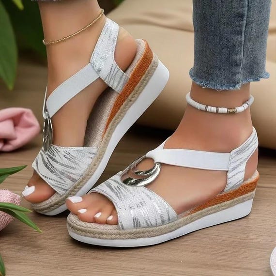 Women's Wedge Sandals 2024 Summer Snake Print Gladiator Platform