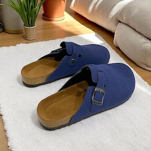 Suède muiltjespantoffels met steunzool, binnenzool van kurk en strandslippers voor dames en heren - Klassieke modeklompen Home Shoes