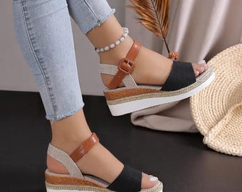 Elegante Keilsandalen: Bequeme Damen Sommer Party Schuhe