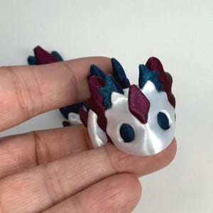 Red White & Blue Baby Rubikuro Dragon! Cute articulated desktop pet, fidget toy, flexi decor, fantasy gift for dragon lovers