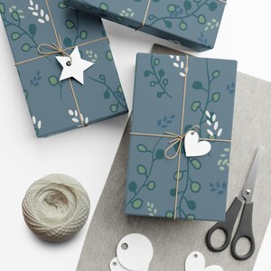 Nature Gift Papers, Wrapping Paper for All Occasions, Natural Leaf Design, Cool Tones, Scrapbooking Sheets, Craft Supplies, Gift Packaging