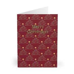 Christmas Tree Greeting Cards, Holiday Note Cards, Festive Christmas Stationery, Bright Star Christmas Cards, Unique Christmas Greetings