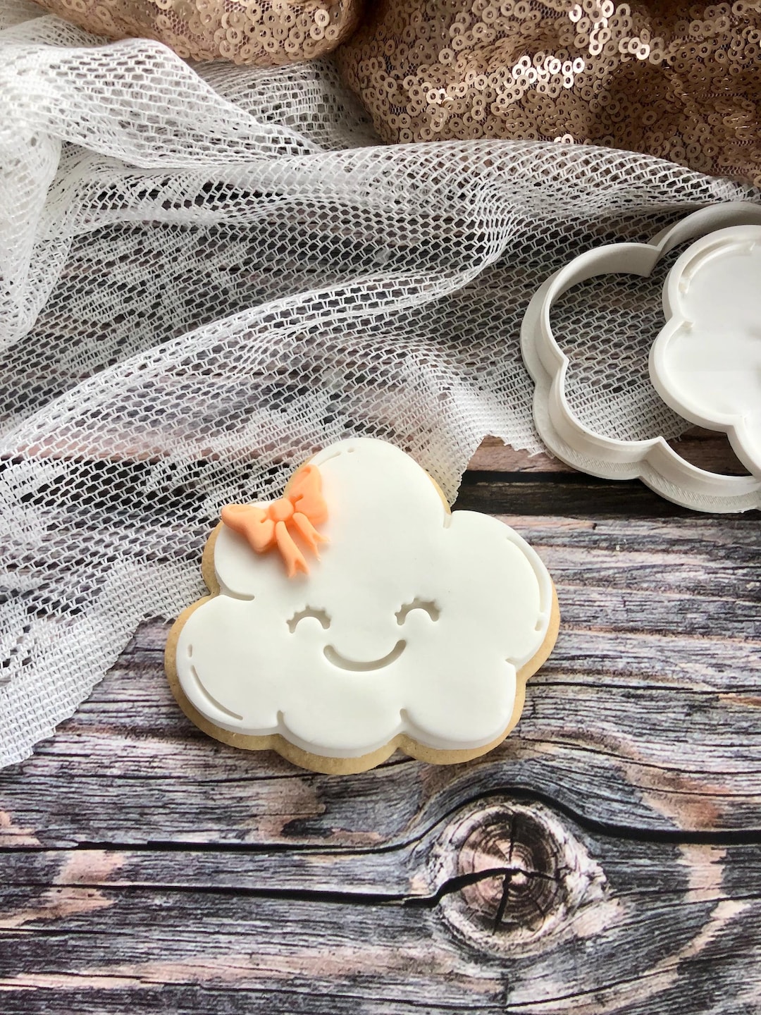 Smiley Cloud Cookie Cutter & Embosser – 8cm – Cute Kawaii Cookie Stamp ...