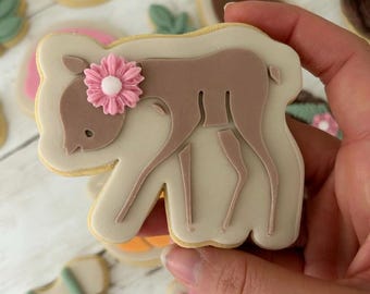 Woodland Deer Cookie Cutter – Cute Deer Fondant Embosser – Forest Animal Baking Stamp