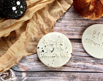 Happy Halloween Fondant Embosser – Cookie Stamp for Spooky Party Baking, Cupcakes, Treats & Halloween Cake Decorating