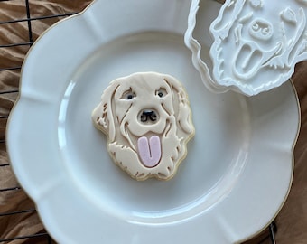Golden Retriever Cookie Cutter – Dog Fondant Stamp – Cute Puppy Biscuit Embosser for Dog Lovers, Pet Parties, Birthday Treats