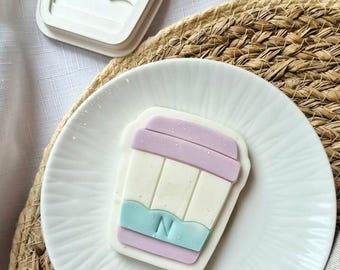 Pencil Coffee Cup Cookie Cutter and 3D Fondant Embosser, Thanks A Latte, Thankyou Teacher, Cookies, School, Appreciation,Thank You, Multipop