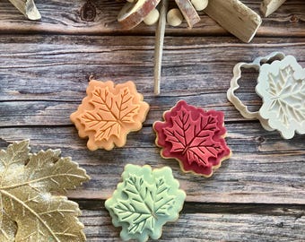 Leaf Cookie Cutter and Fondant Embosser – 8cm Autumn Baking Tool – Fall Harvest & Nature Party Cookies