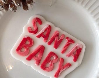 Santa Baby Cookie Cutter & Embosser – 8cm Christmas Fondant Stamp – Festive Baking Tool for Holiday Cookies and Cupcakes