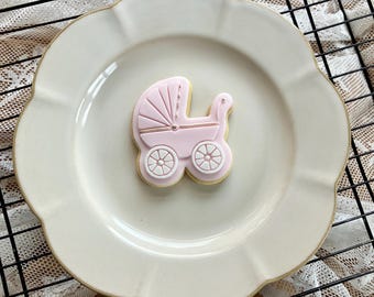 Pram Cookie Cutter and Embosser – 8cm Baby Shower Cookie Stamp – New Baby Baking Tool