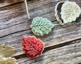 Leaf Cookie Cutter and Fondant Embosser – 8cm Autumn Baking Tool – Fall Harvest & Nature Party Cookies