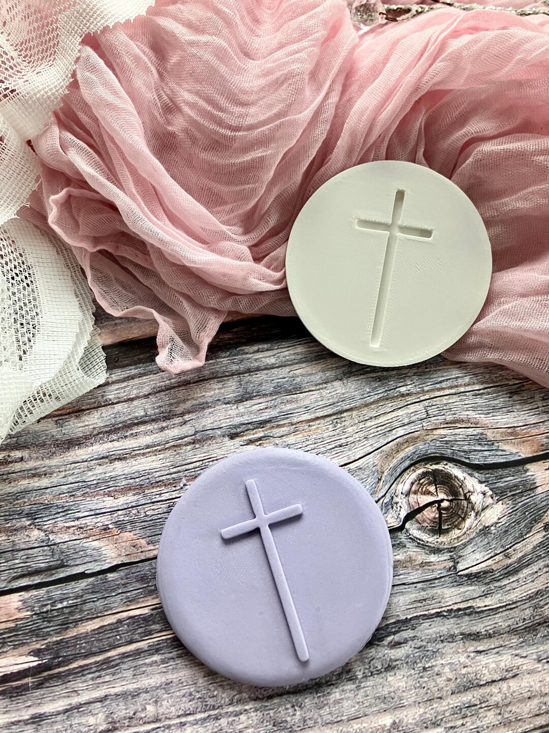 Cross Cookie Embosser – 7cm Round Raised Fondant Stamp - Etsy