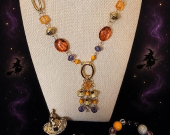Halloween Jewelry Lot - 5 pieces-Necklace, Earrings, Bracelet, and 2 Pins/brooches