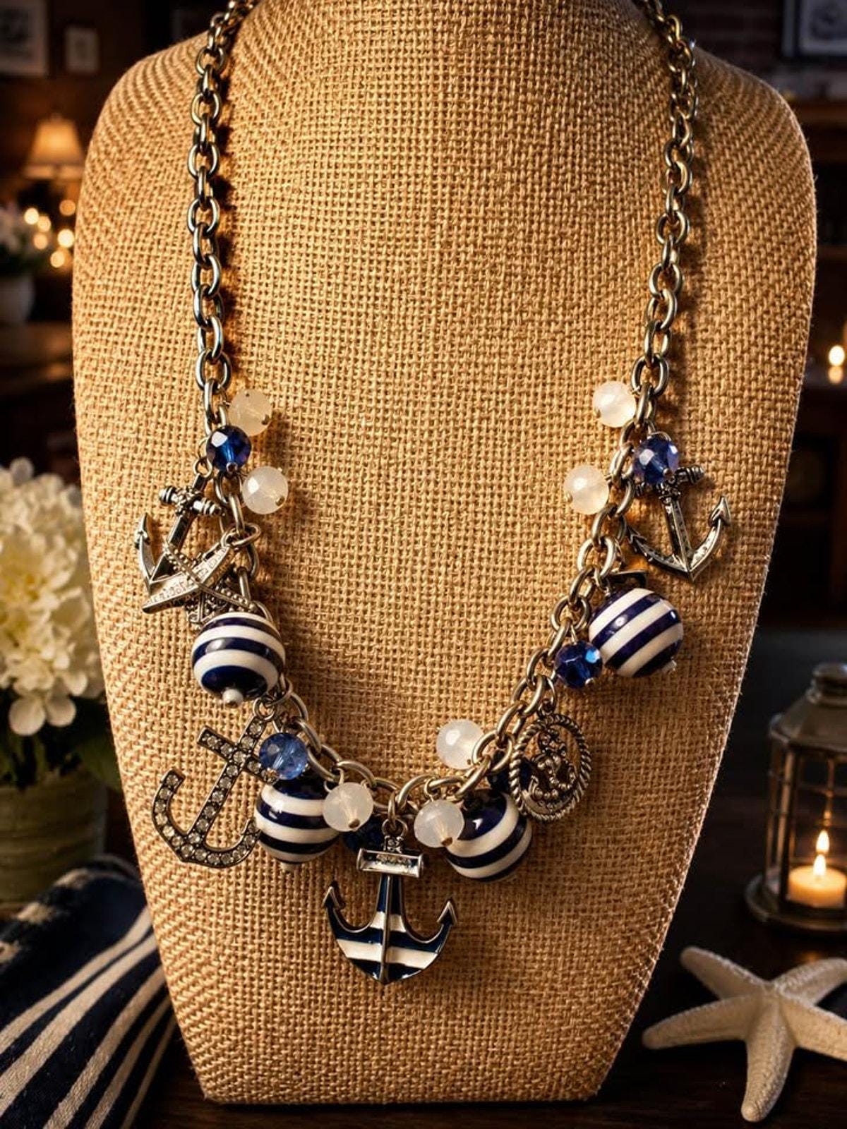 Pier 1 Imports Nautical Charm Necklace - Signed