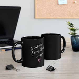Chic Black Coffee Mug - Perfect Gift for Coffee Lovers, Minimalist Kitchen Decor, Motivational Quote Mug, Unique Birthday Present