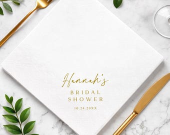 Personalized Bridal Shower Napkins, Custom Minimalist Wedding Shower Napkins, Elegant Cocktail Beverage Napkins, Bridal Guest Towels