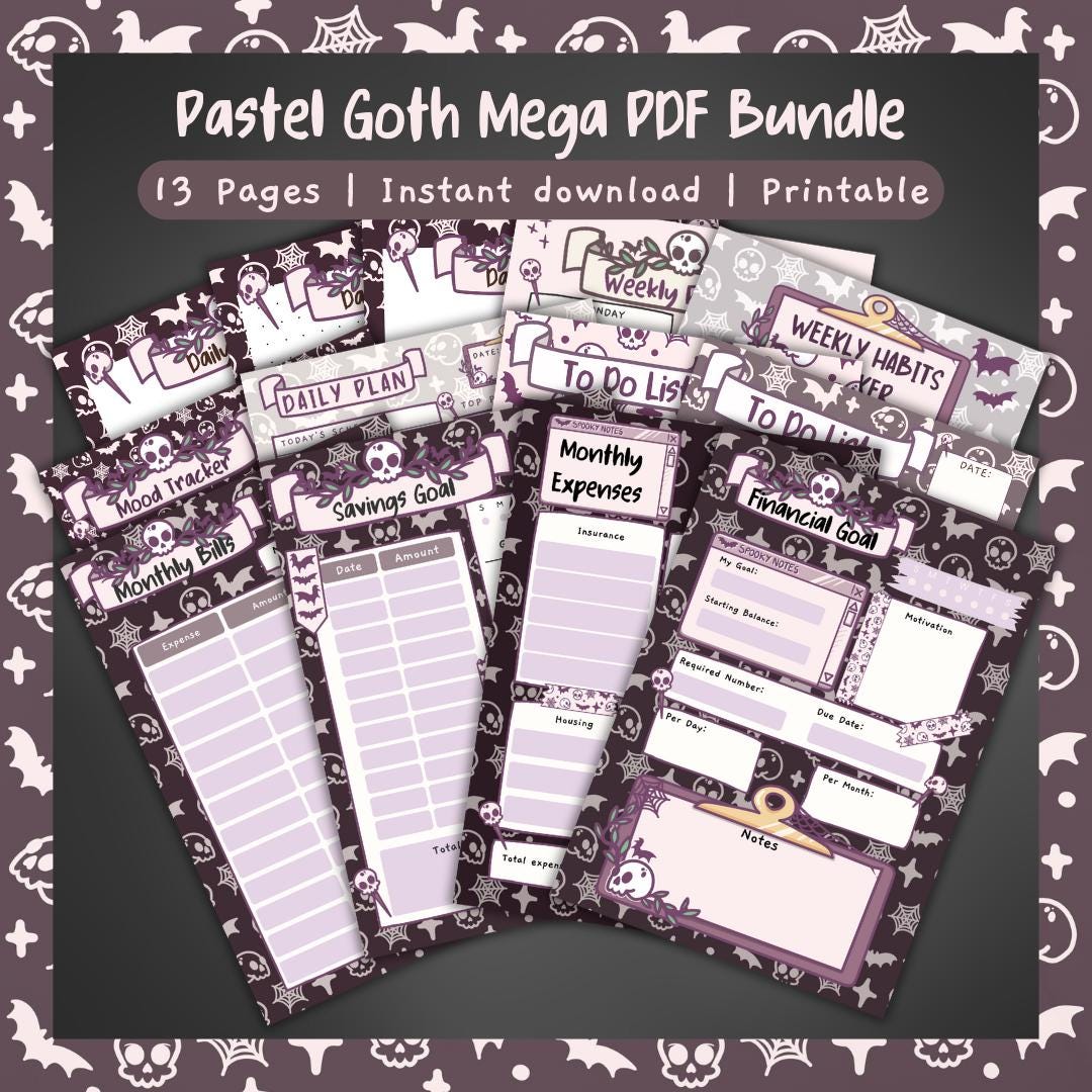 Spooky Cute Planner Bundle | 13-page Printable Set in A4 and US Letter ...