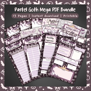 Spooky Cute Planner Bundle | 13-Page Printable Set in A4 and US Letter | Gothic Stationery PDF | Weekly, Budget, To-Do, Mood, Notes & More