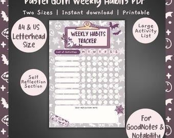Spooky Weekly Habits Tracker | Printable PDF A4 & US Letter