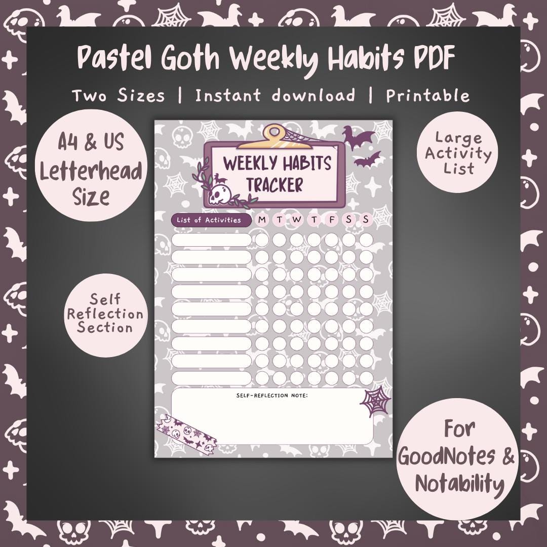 Spooky Weekly Habits Tracker | Printable PDF A4 & US Letter - Etsy