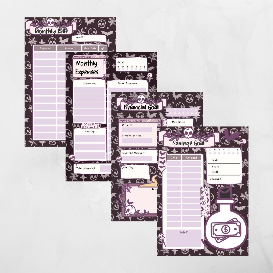Spooky Cute Planner Bundle | 13-page Printable Set in A4 and US Letter ...