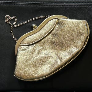 Bolso de mano/cartera vintage THE STARLET de los años 50/60 con lámina dorada y asa de cadena