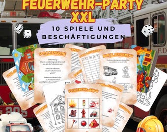Firefighter Games Pack XXL – 10 Games & Activities for Children's Birthday Parties | Printable Firefighter Party Set | Crafts, Puzzles & Games