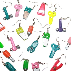 Adorable Mini Tool Earrings - contractor earrings mini tool kitsch earrings hammer saw screwdriver earrings cute earrings