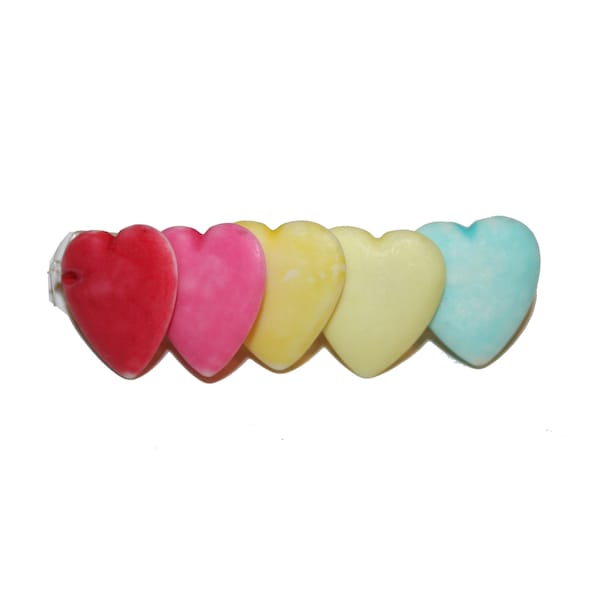 Vintage Rainbow Heart Barrette - vintage kawaii rainbow hearts vintage heart hair clip hair pin barrette kawaii