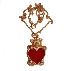 Red Heart Teddy Necklace - red heart teddy bear necklace cute sweet lovely gift