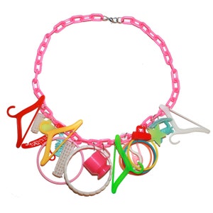 Dollhouse Vomit Charm Necklace - colorful plastic chunky chain charm charms 90s collectible bell charms plastic charms 80s bell charms
