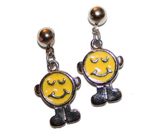 90s Happy Face Dude Earrings- Smiley face Happy Face 1990s fashion nostalgia smiley face happy face 90s grunge dead stock 90s vintage