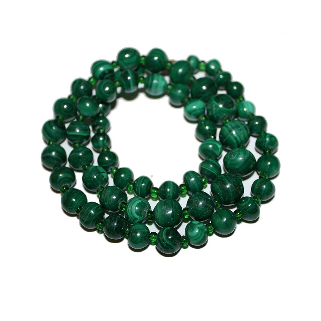 Vintage Malachite Gemstone Necklace Green Malachite Genuine Stone Green
